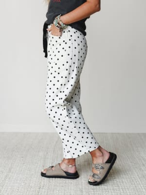 Spotted and Dotted Pants - Cream S / Cream