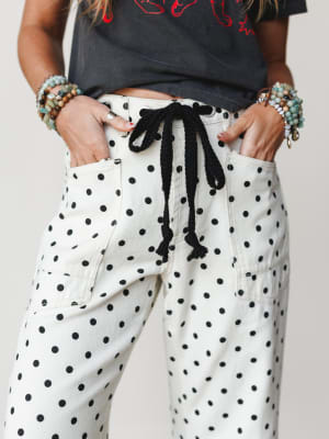 Spotted and Dotted Pants - Cream S / Cream
