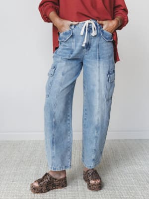 Whisper Sky Cargo Jeans - Light Denim S / Light Denim