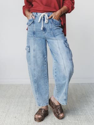 Whisper Sky Cargo Jeans - Light Denim S / Light Denim