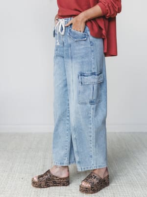Whisper Sky Cargo Jeans - Light Denim S / Light Denim