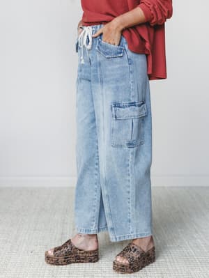 Whisper Sky Cargo Jeans - Light Denim S / Light Denim