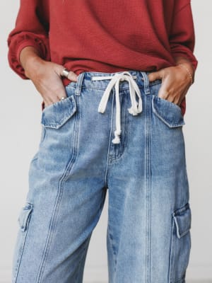 Whisper Sky Cargo Jeans - Light Denim S / Light Denim