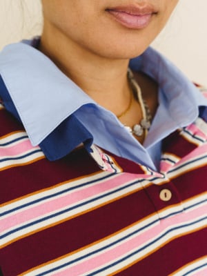 Nichelle Stripe Top - Wine Pink L / Wine Pink