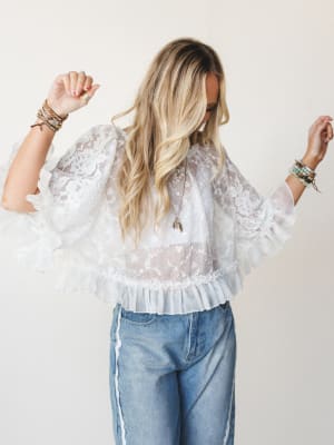 Bianca Sheer Ruffle Blouse: undefined