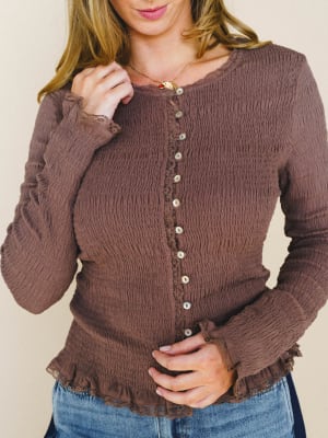 Betty Lou Blouse - Light Brown M / Light Brown