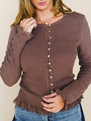 Betty Lou Blouse - Light Brown M / Light Brown