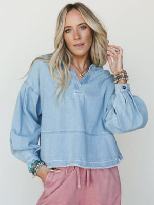Everyday Denim Top - Light Denim M / Light Denim