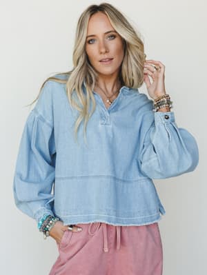 Everyday Denim Top - Light Denim M / Light Denim