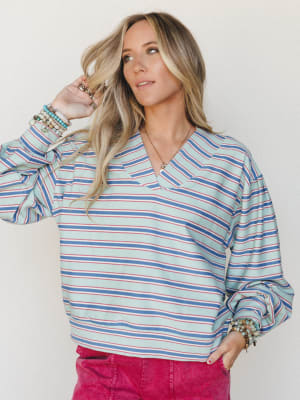 Top Notch Stripe Shirt - Mint Blue L / Mint Blue