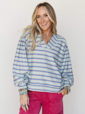 Top Notch Stripe Shirt - Mint Blue L / Mint Blue