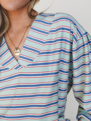 Top Notch Stripe Shirt - Mint Blue L / Mint Blue