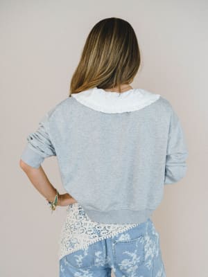 Wendy Removeable Collar Top - Grey L / Grey