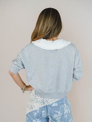 Wendy Removeable Collar Top - Grey L / Grey