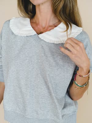 Wendy Removeable Collar Top - Grey L / Grey