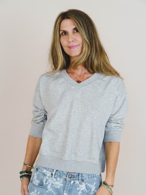 Wendy Removeable Collar Top - Grey L / Grey