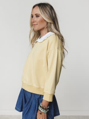 Wendy Removeable Collar Top - Yellow S / Yellow