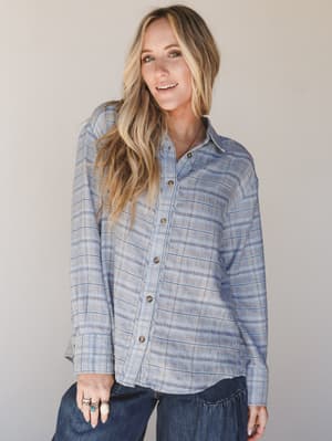 Perfectly Prairie Blouse - Gray Blue L / Gray Blue