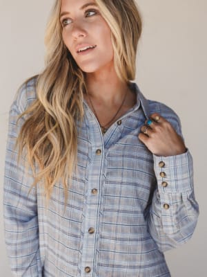 Perfectly Prairie Blouse - Gray Blue L / Gray Blue