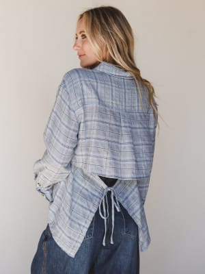 Perfectly Prairie Blouse - Gray Blue L / Gray Blue