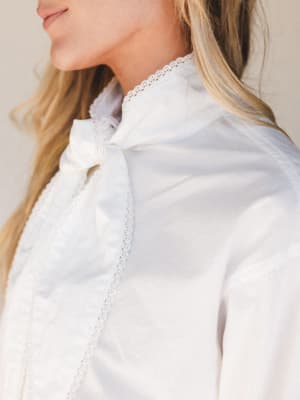 Tied With a Bow Blouse - Off White L / Off White