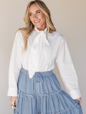 Tied With a Bow Blouse - Off White L / Off White