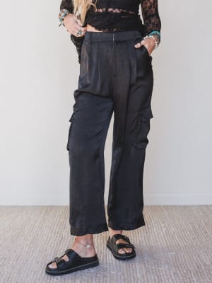 Stealing The Show Satin Pants: undefined