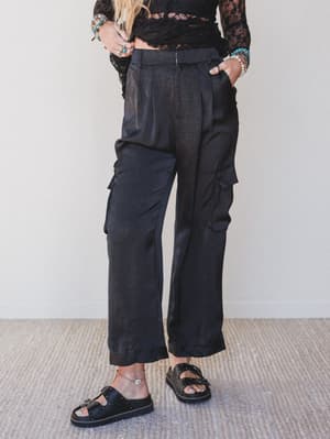 Stealing The Show Satin Pants: undefined
