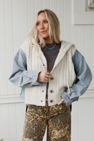 Gwen Denim Sweater Jacket: undefined