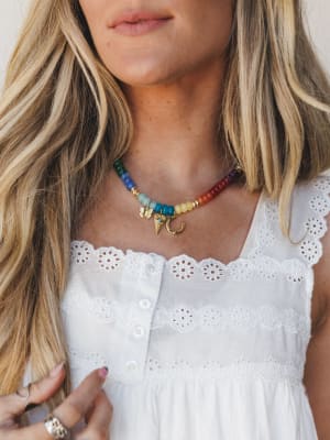 Azaria Beached Charm Necklace - Aqua OS / Aqua