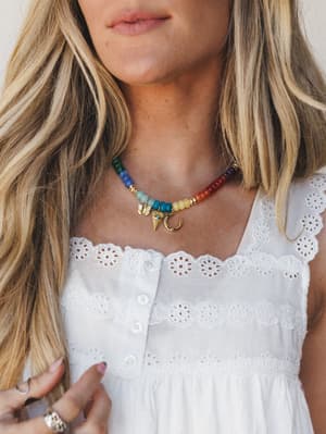 Azaria Beached Charm Necklace - Aqua OS / Aqua