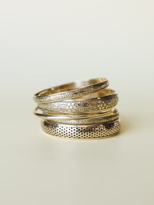 Flower Festival Bangle Set - Gold OS / Gold