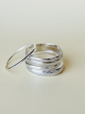 Flower Festival Bangle Set - Sliver OS / Sliver