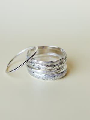 Flower Festival Bangle Set - Sliver OS / Sliver