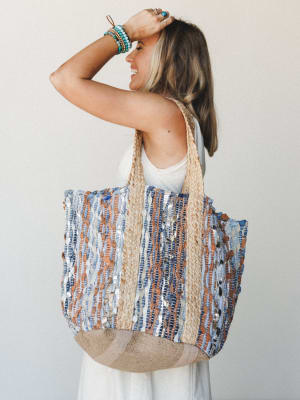 Zinnia Tote Bag - Denim Multi