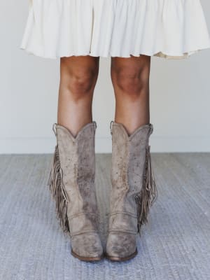 Bami Fringe Boot - Beige 8 / Beige