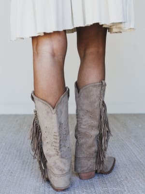 Bami Fringe Boot - Beige 8 / Beige