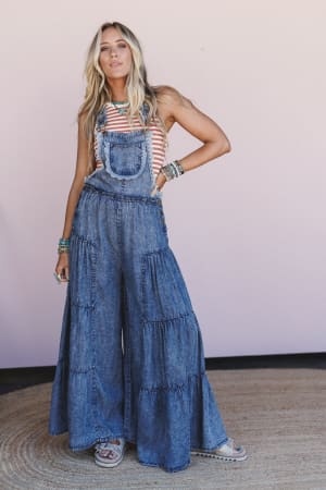 Wildflower Blues Tiered Jumpsuit: undefined