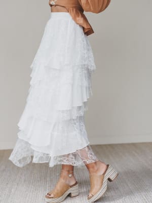 Quiet Getaway Lace Maxi Skirt: undefined