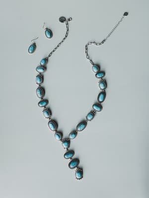 Turquoise Trails Necklace and Earring Set: undefined