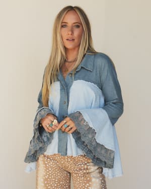 Flutter Fly Bell Sleeve Top - Blue XL / Blue