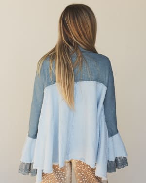 Flutter Fly Bell Sleeve Top - Blue XL / Blue