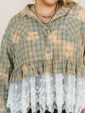 Vintage Rose Cascade Top - Natural Mauve Multi XL / Natural Mauve Multi