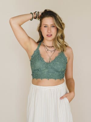 Picking Flowers Bralette - Dusty Emerald L / Dusty Emerald