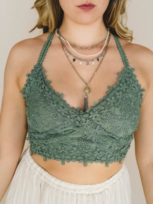 Picking Flowers Bralette - Dusty Emerald L / Dusty Emerald