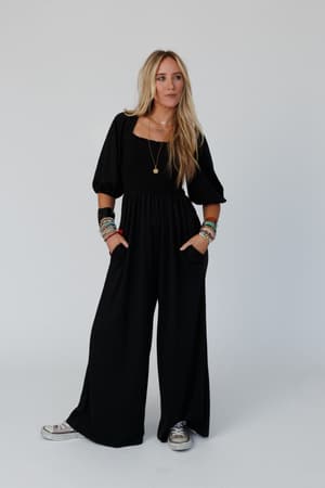 nick-of-time-smocked-jumpsuit-black/Black