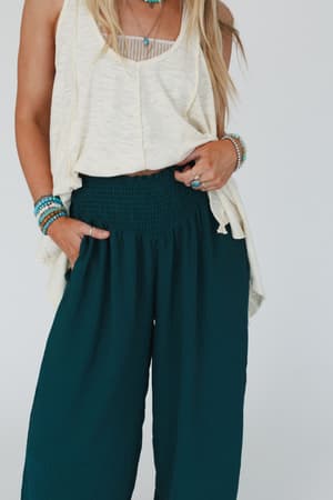 oceana-cinched-pants-hunter-green/Hunter Green