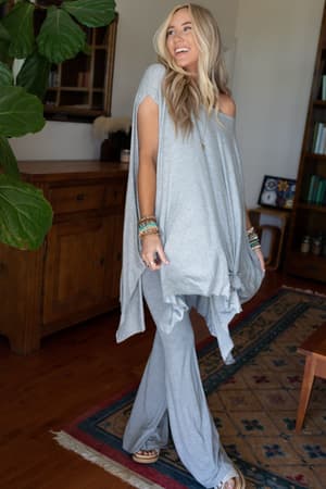 wren-tunic-and-cher-flare-set-heather-gray/Heather Gray