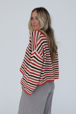 meadow-crochet-striped-top-brick-multi/Red