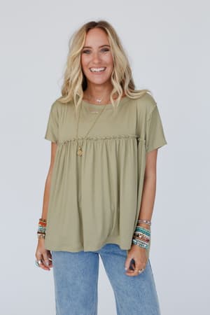 sunday-morning-babydoll-top-light-olive/Light Olive